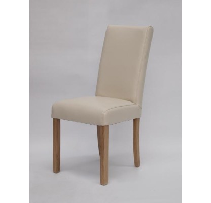 Marianna Ivory Leather Oak Dining Chair
